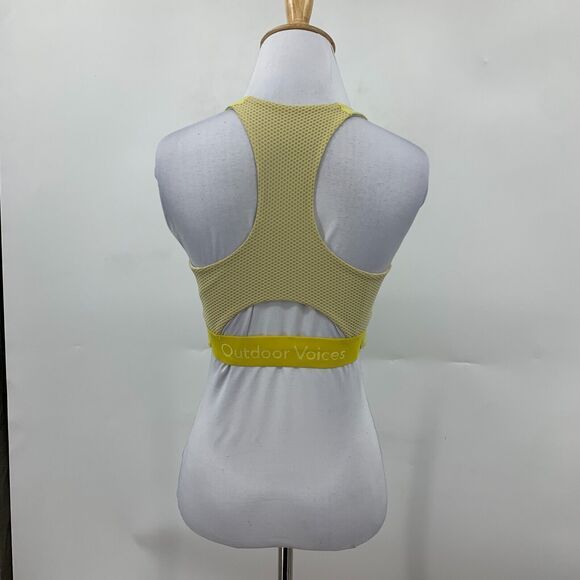 Outdoor Voices Doing Thing Bra Womens Small Heather Yellow Padded Mesh Racerback - Picture 5 of 14